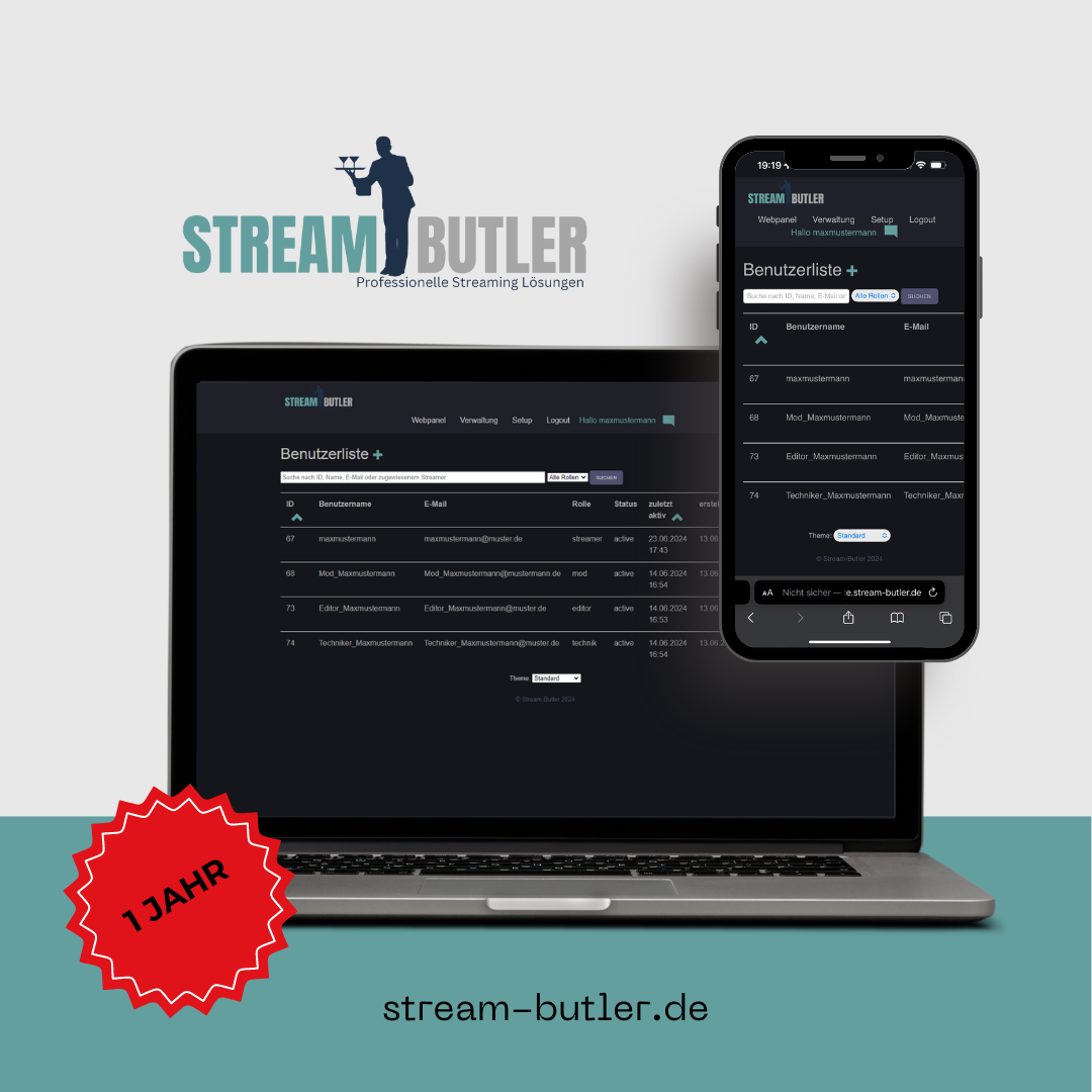 1-Jahres Abo (12 Monate) Stream-Butler