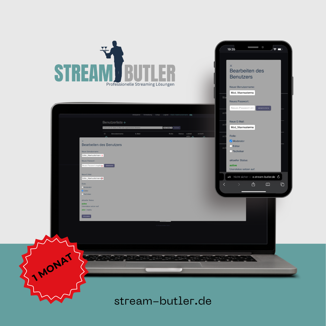 1-Monatiges Abo Stream-Butler